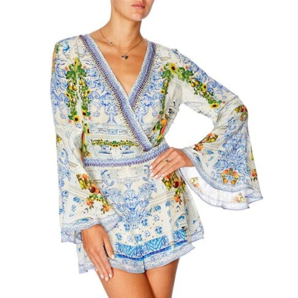 Camilla Come As You Are Bell Sleeve Playsuit Romper Small b87E - Picture 2 of 7